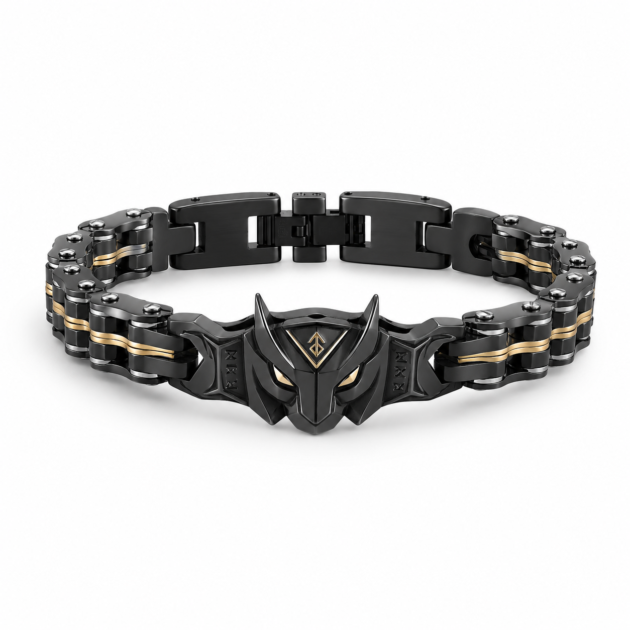 Men's Black Gold Geometric Armor Titanium Steel Bracelet