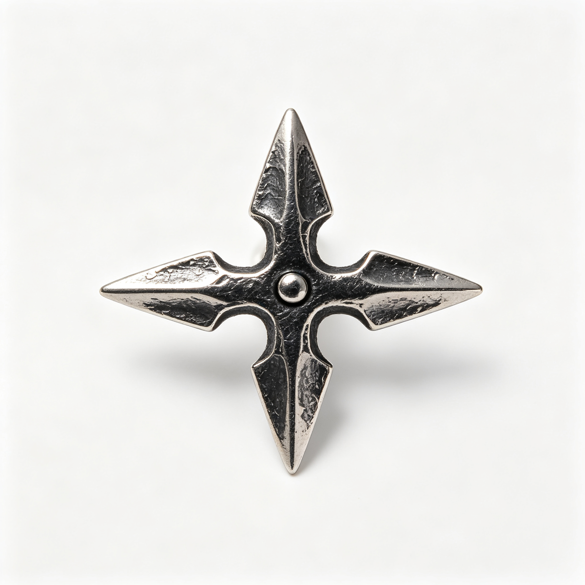 Men Antique Silver Shuriken Ninja Star Stud Earring Single