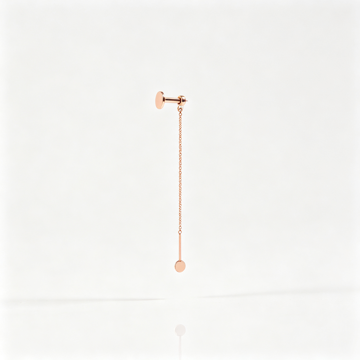 Men Rose Gold Dainty Chain Drop Stud Earring Minimal Long Bar Dangling Single
